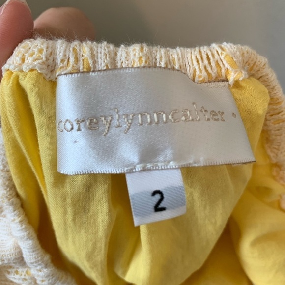 Anthropologie Corey Lynn Calter Yellow Lace Halter Neck Dress Size 2 - Picture 5 of 6